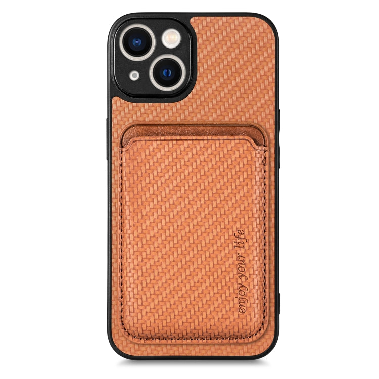 Carbon Fiber Leather Card Magsafe Magnetic Phone Case, For iPhone 14, For iPhone 14 Plus, For iPhone 14 Pro, For iPhone 14 Pro Max