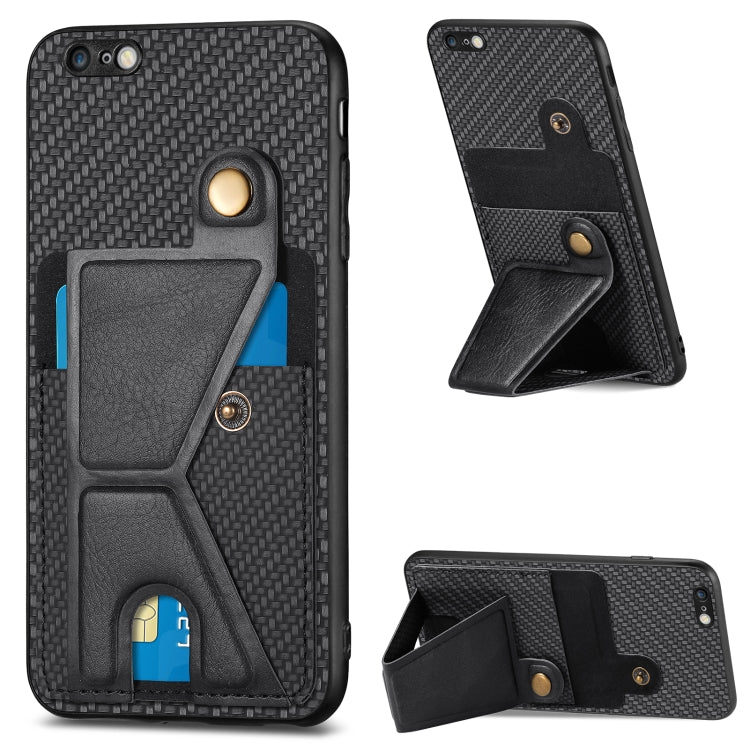 Carbon Fiber Wallet Flip Card K-shaped Holder Phone Case