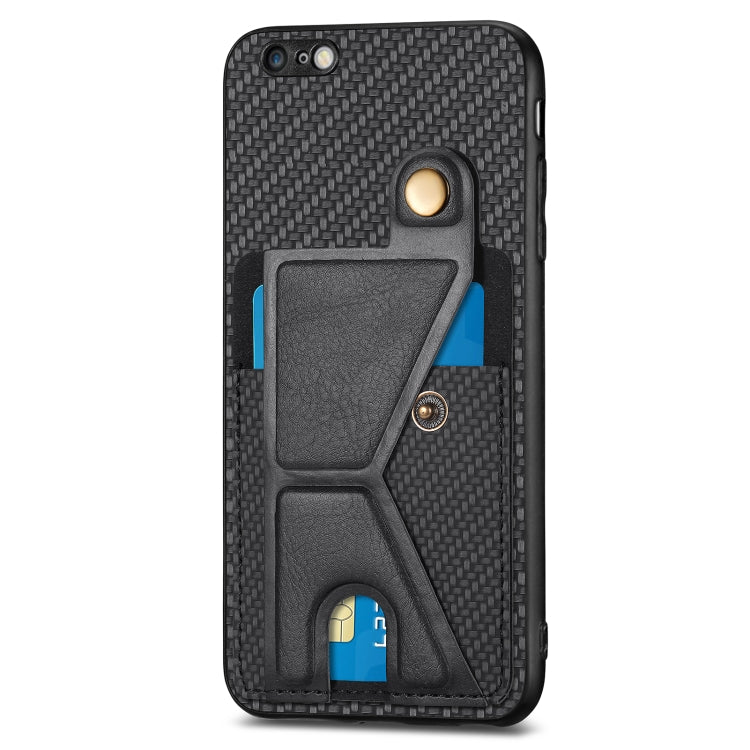 Carbon Fiber Wallet Flip Card K-shaped Holder Phone Case