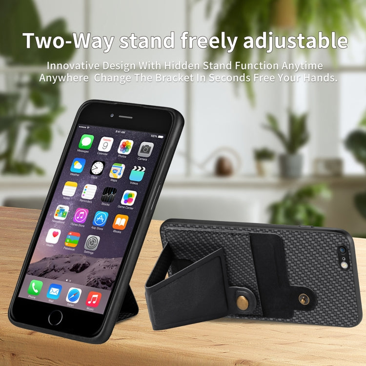 Carbon Fiber Wallet Flip Card K-shaped Holder Phone Case
