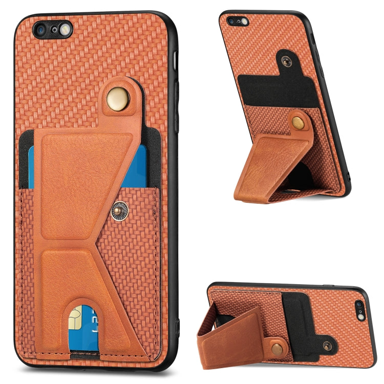 Carbon Fiber Wallet Flip Card K-shaped Holder Phone Case
