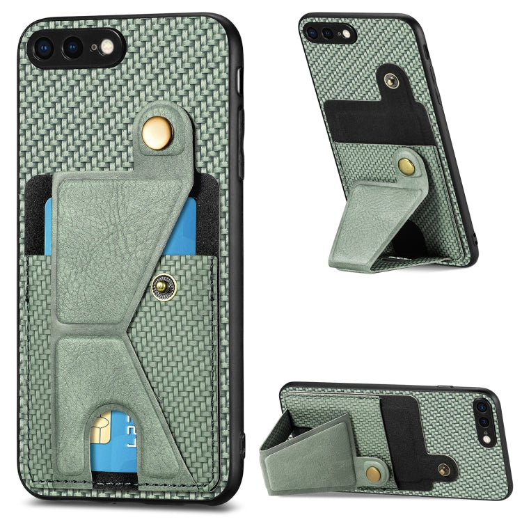 Carbon Fiber Wallet Flip Card K-shaped Holder Phone Case