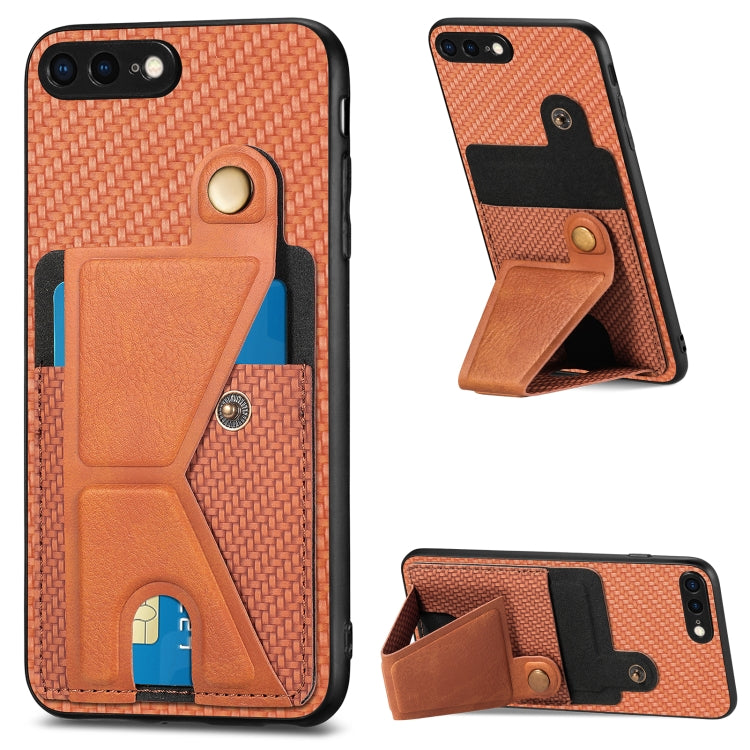 Carbon Fiber Wallet Flip Card K-shaped Holder Phone Case
