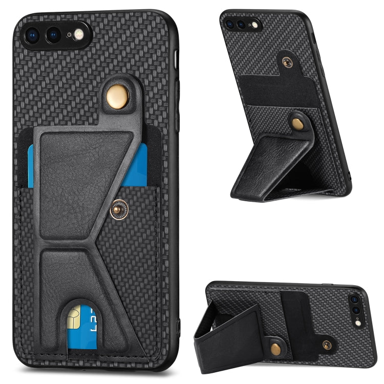 Carbon Fiber Wallet Flip Card K-shaped Holder Phone Case