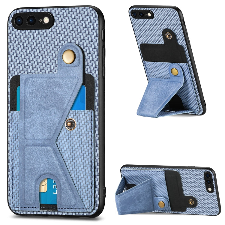 Carbon Fiber Wallet Flip Card K-shaped Holder Phone Case