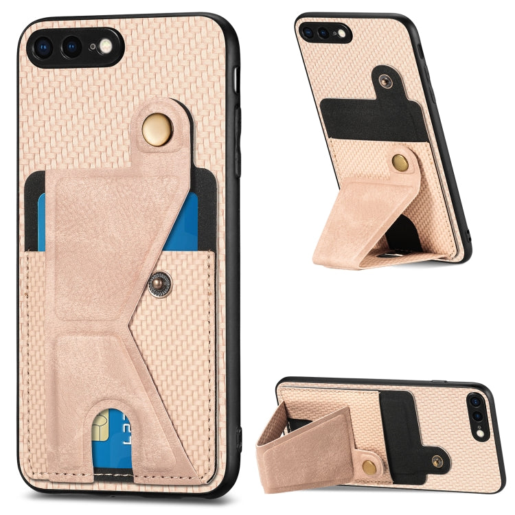 Carbon Fiber Wallet Flip Card K-shaped Holder Phone Case