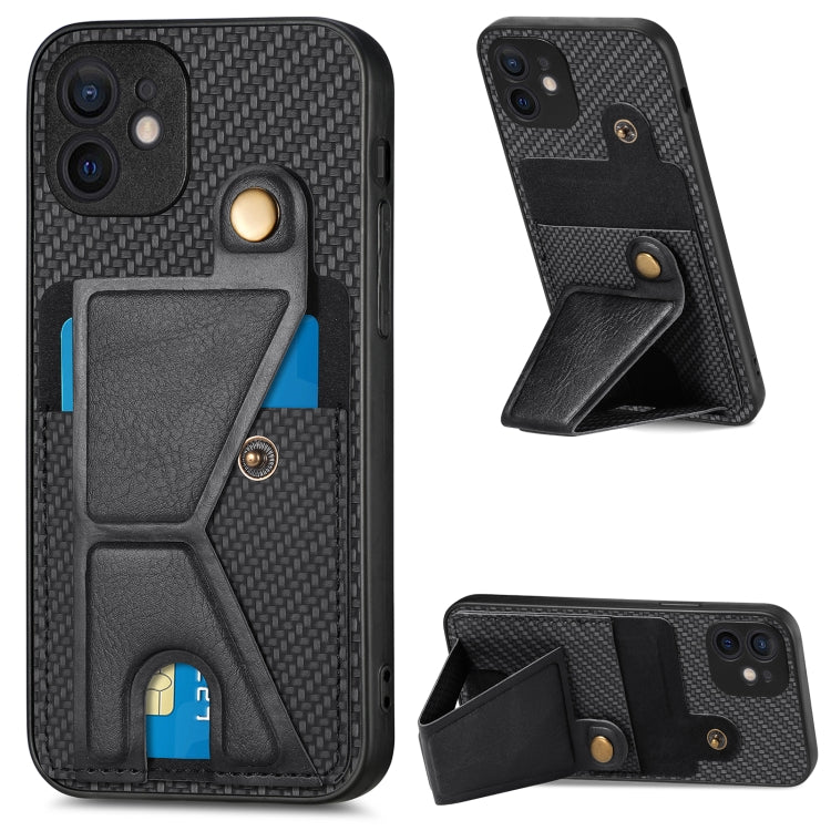 Carbon Fiber Wallet Flip Card K-shaped Holder Phone Case, For iPhone X / XS, For iPhone XR, For iPhone XS Max, For iPhone 11