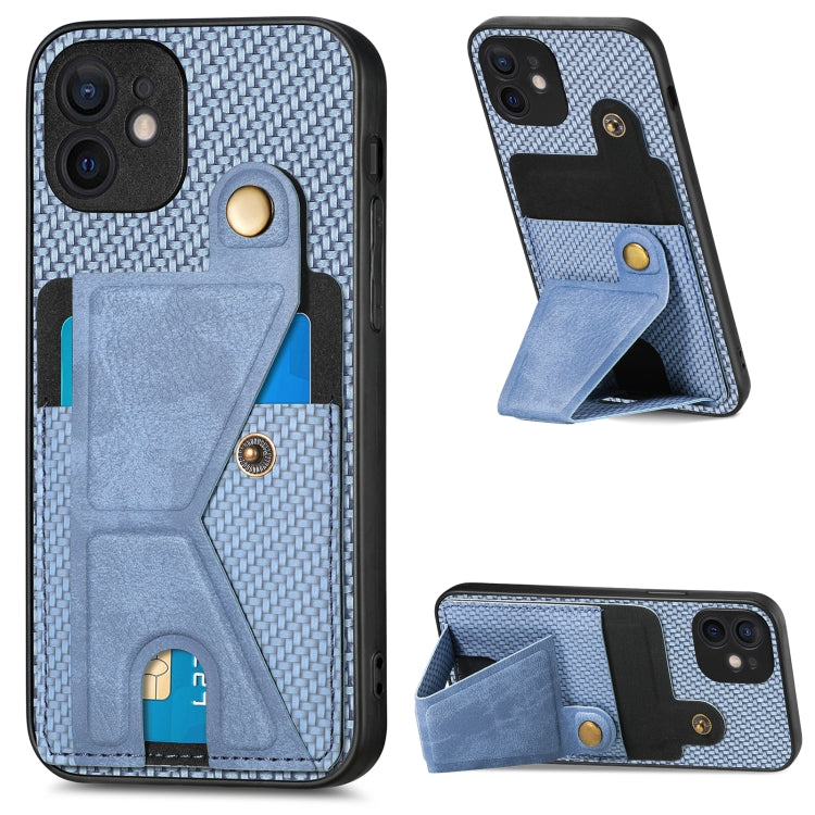 Carbon Fiber Wallet Flip Card K-shaped Holder Phone Case, For iPhone X / XS, For iPhone XR, For iPhone XS Max, For iPhone 11