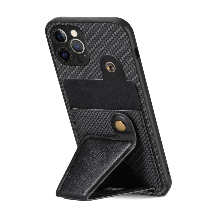 Carbon Fiber Wallet Flip Card K-shaped Holder Phone Case, For iPhone 12 Pro, For iPhone 12 Pro Max, For iPhone 13 mini, For iPhone 13