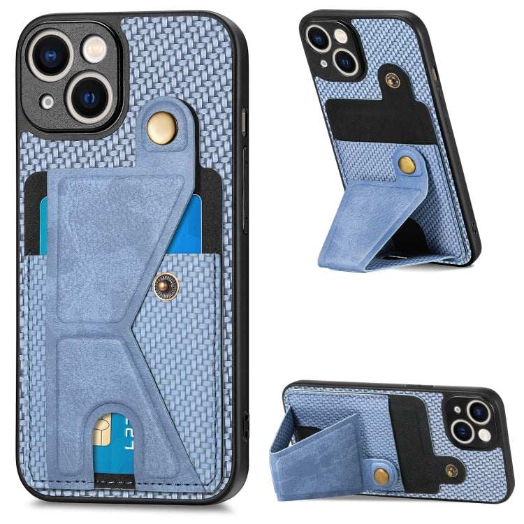 Carbon Fiber Wallet Flip Card K-shaped Holder Phone Case, For iPhone 12 Pro, For iPhone 12 Pro Max, For iPhone 13 mini, For iPhone 13