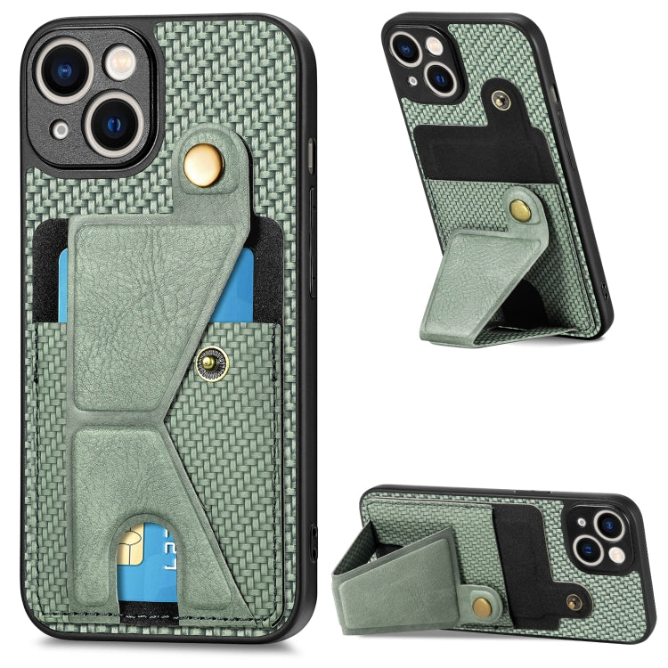 Carbon Fiber Wallet Flip Card K-shaped Holder Phone Case, For iPhone 12 Pro, For iPhone 12 Pro Max, For iPhone 13 mini, For iPhone 13