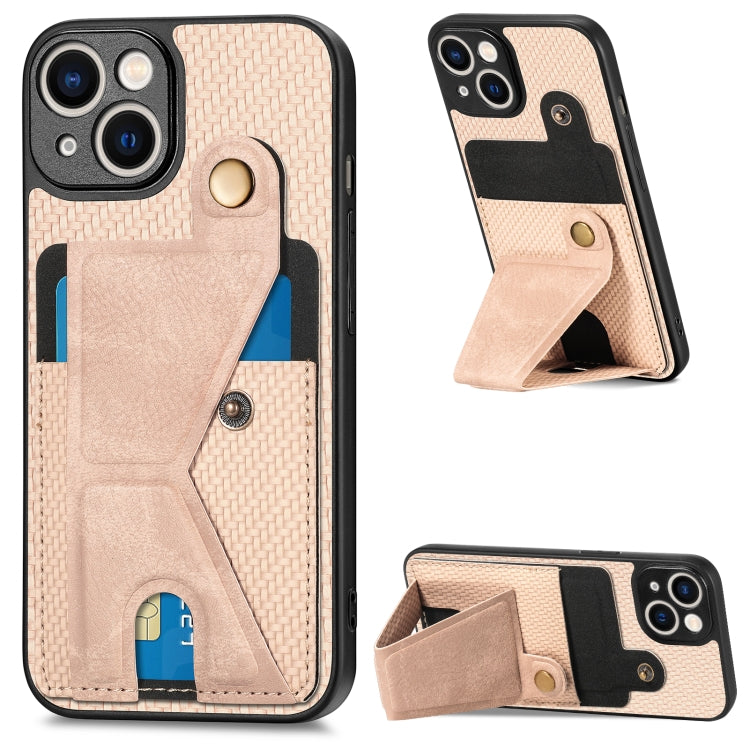 Carbon Fiber Wallet Flip Card K-shaped Holder Phone Case, For iPhone 12 Pro, For iPhone 12 Pro Max, For iPhone 13 mini, For iPhone 13