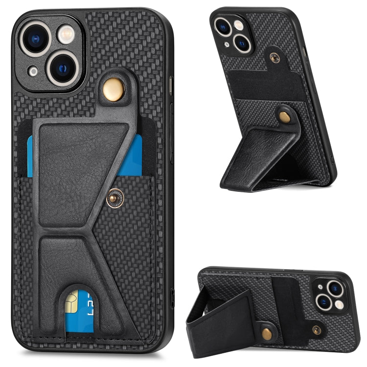Carbon Fiber Wallet Flip Card K-shaped Holder Phone Case, For iPhone 12 Pro, For iPhone 12 Pro Max, For iPhone 13 mini, For iPhone 13
