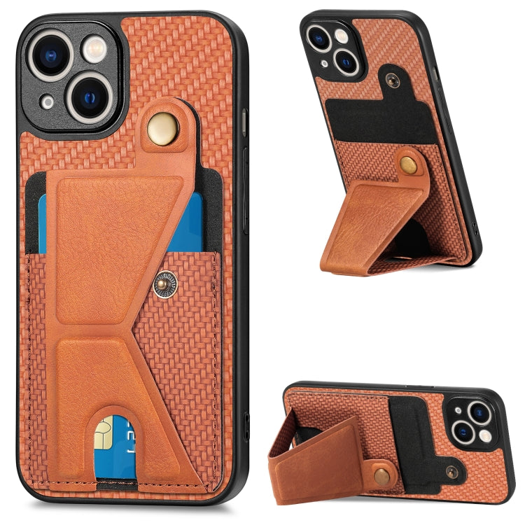 Carbon Fiber Wallet Flip Card K-shaped Holder Phone Case, For iPhone 12 Pro, For iPhone 12 Pro Max, For iPhone 13 mini, For iPhone 13