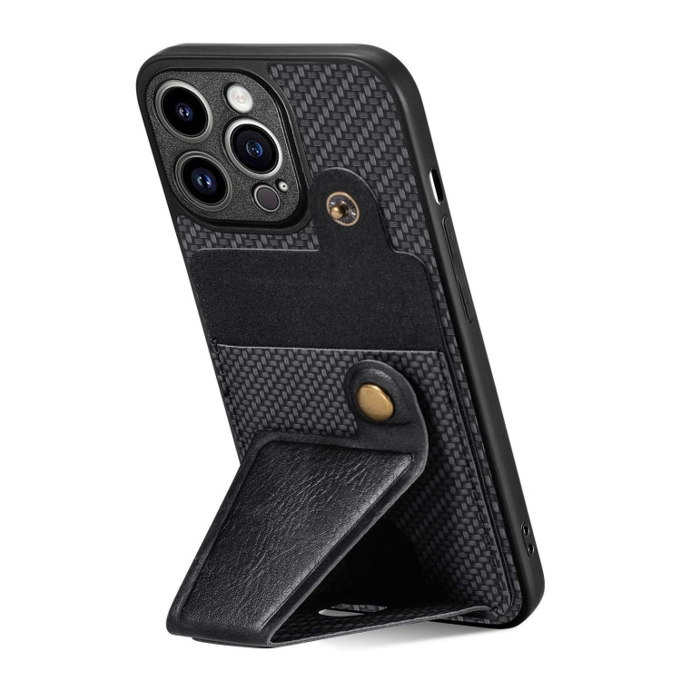 Carbon Fiber Wallet Flip Card K-shaped Holder Phone Case, For iPhone 14 Pro, For iPhone 14 Pro Max