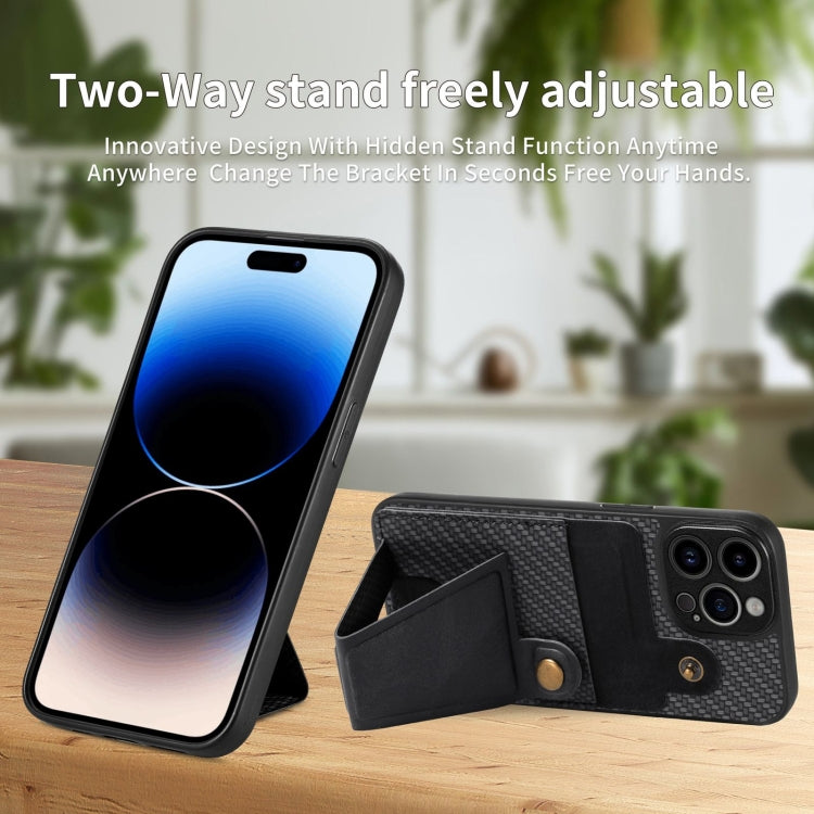 Carbon Fiber Wallet Flip Card K-shaped Holder Phone Case, For iPhone 14 Pro, For iPhone 14 Pro Max