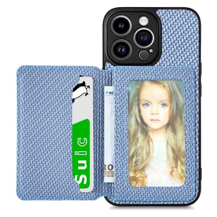 Carbon Fiber Magnetic Card Bag Phone Case, For iPhone 14, For iPhone 14 Plus, For iPhone 14 Pro, For iPhone 14 Pro Max