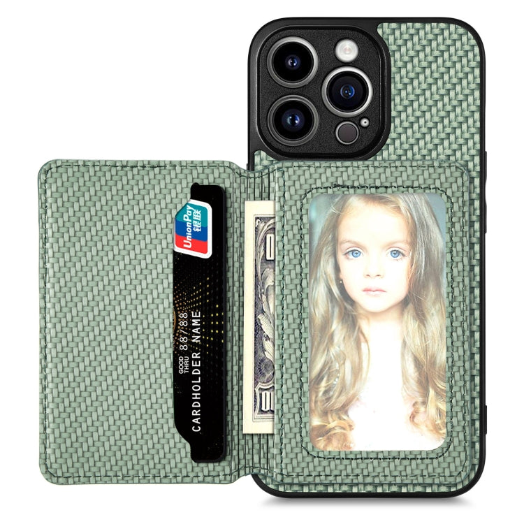 Carbon Fiber Magnetic Card Bag Phone Case, For iPhone 14, For iPhone 14 Plus, For iPhone 14 Pro, For iPhone 14 Pro Max