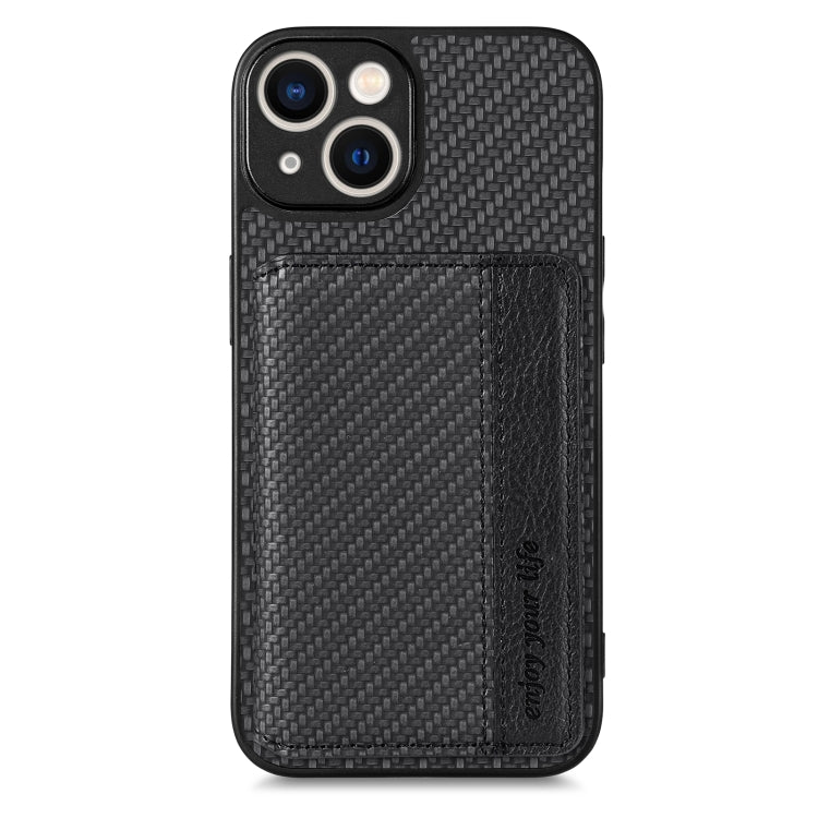 Carbon Fiber Magnetic Card Bag Phone Case, For iPhone 13, For iPhone 13 mini, For iPhone 13 Pro, For iPhone 13 Pro Max