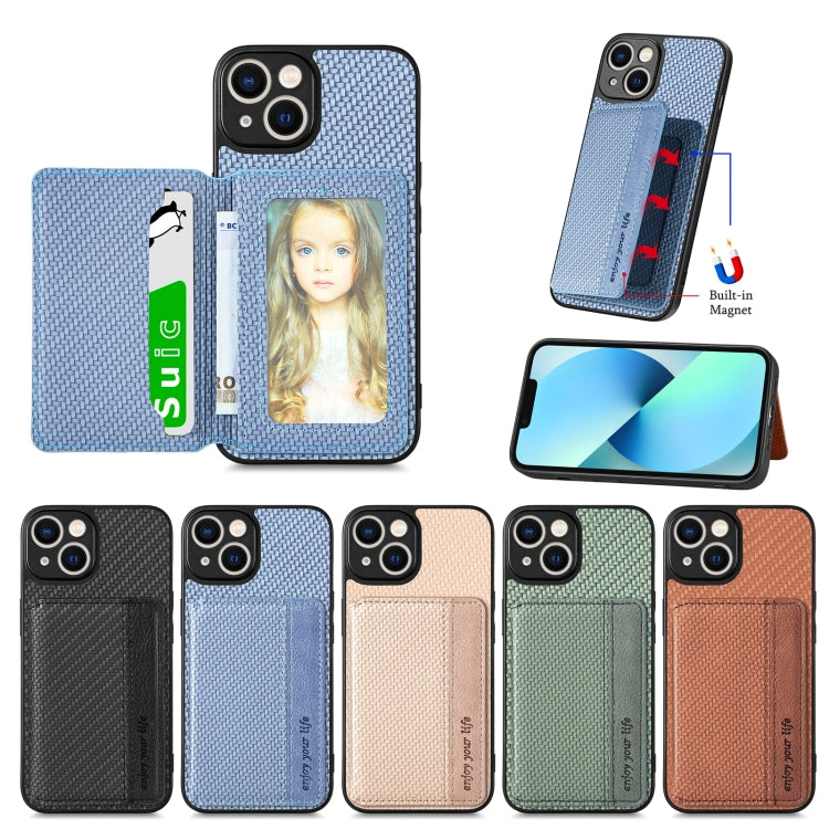 Carbon Fiber Magnetic Card Bag Phone Case, For iPhone 13, For iPhone 13 mini, For iPhone 13 Pro, For iPhone 13 Pro Max