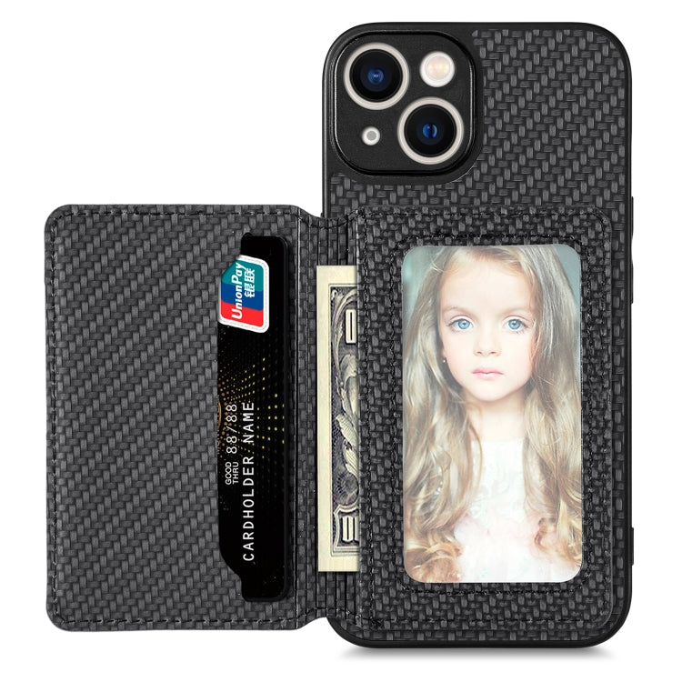 Carbon Fiber Magnetic Card Bag Phone Case, For iPhone 13, For iPhone 13 mini, For iPhone 13 Pro, For iPhone 13 Pro Max
