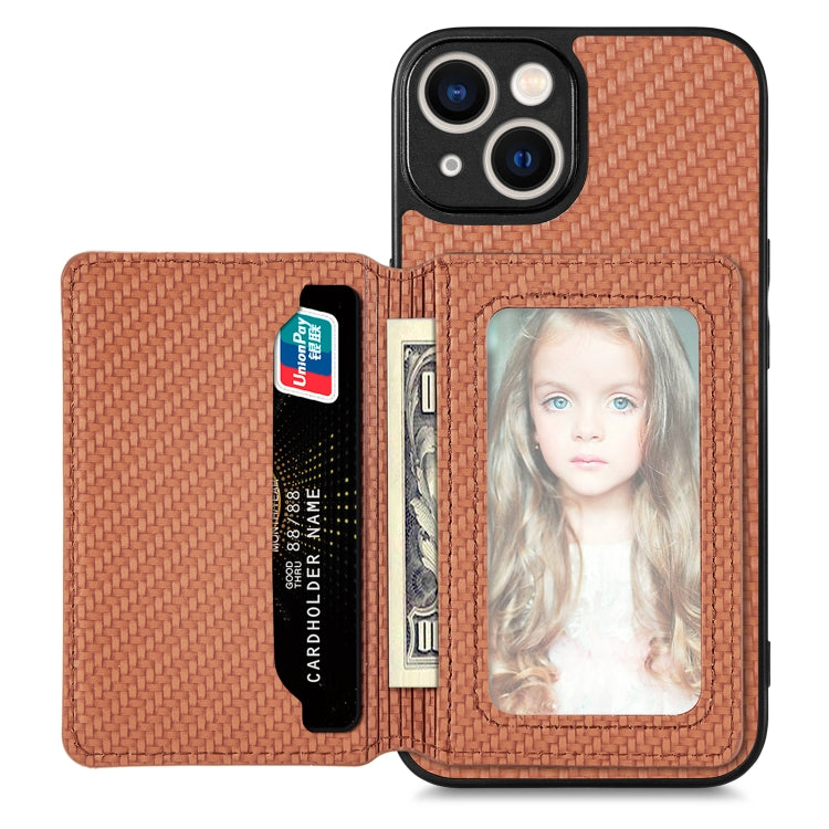 Carbon Fiber Magnetic Card Bag Phone Case, For iPhone 13, For iPhone 13 mini, For iPhone 13 Pro, For iPhone 13 Pro Max