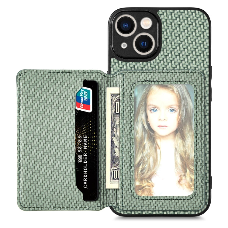 Carbon Fiber Magnetic Card Bag Phone Case, For iPhone 13, For iPhone 13 mini, For iPhone 13 Pro, For iPhone 13 Pro Max