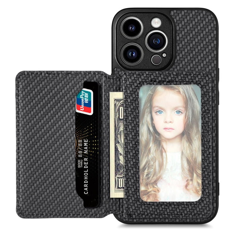 Carbon Fiber Magnetic Card Bag Phone Case, For iPhone 13, For iPhone 13 mini, For iPhone 13 Pro, For iPhone 13 Pro Max
