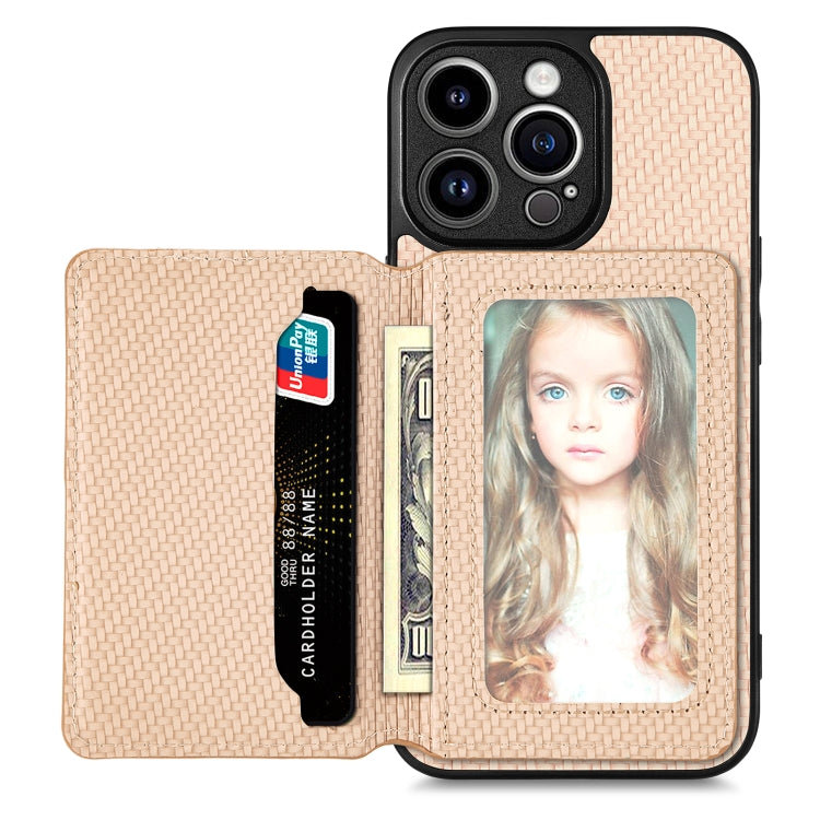 Carbon Fiber Magnetic Card Bag Phone Case, For iPhone 13, For iPhone 13 mini, For iPhone 13 Pro, For iPhone 13 Pro Max