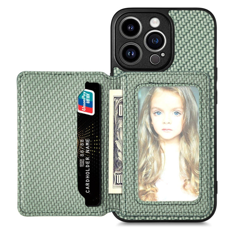 Carbon Fiber Magnetic Card Bag Phone Case, For iPhone 13, For iPhone 13 mini, For iPhone 13 Pro, For iPhone 13 Pro Max