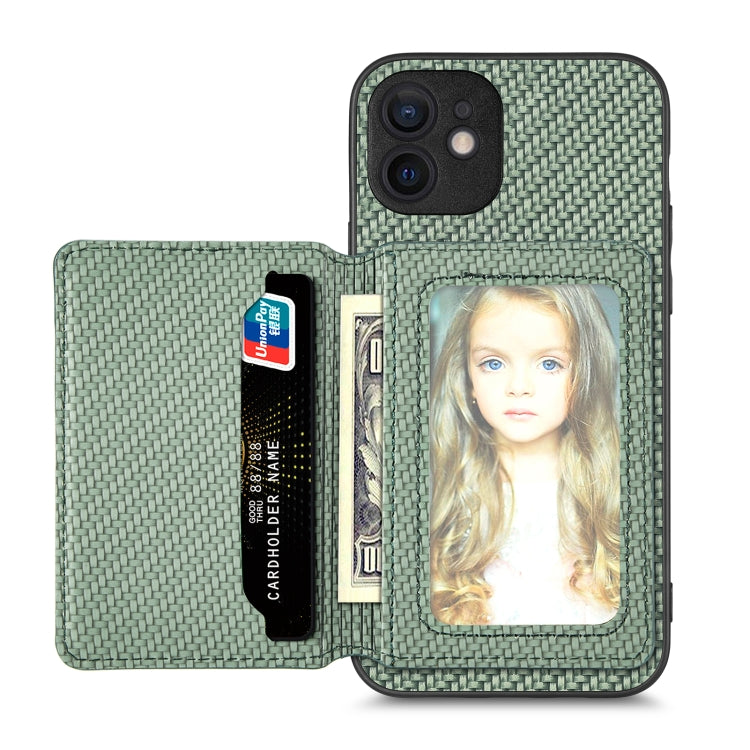 Carbon Fiber Magnetic Card Bag Phone Case, For iPhone 12 mini, For iPhone 12, For iPhone 12 Pro, For iPhone 12 Pro Max