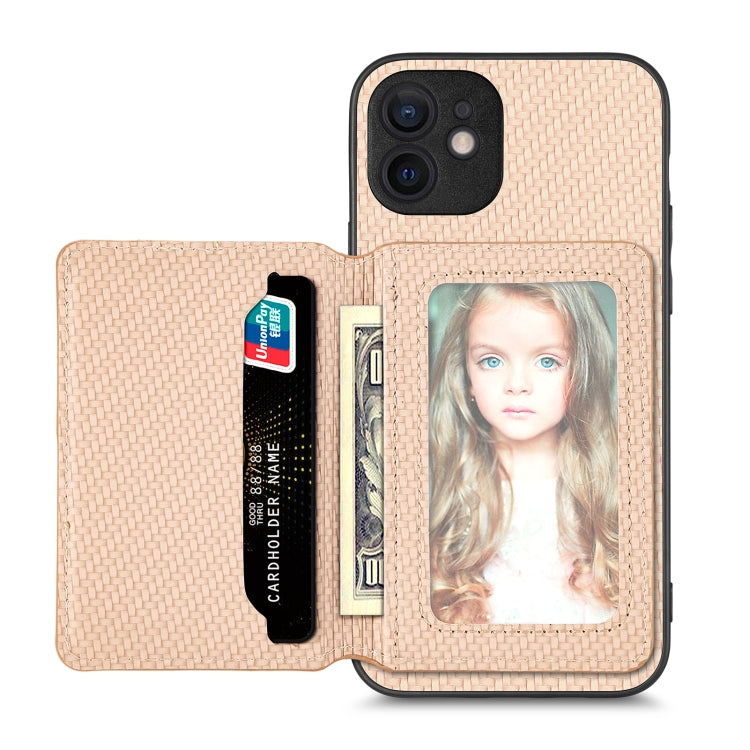 Carbon Fiber Magnetic Card Bag Phone Case, For iPhone 12 mini, For iPhone 12, For iPhone 12 Pro, For iPhone 12 Pro Max