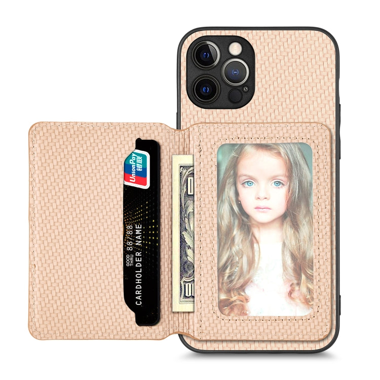 Carbon Fiber Magnetic Card Bag Phone Case, For iPhone 12 mini, For iPhone 12, For iPhone 12 Pro, For iPhone 12 Pro Max