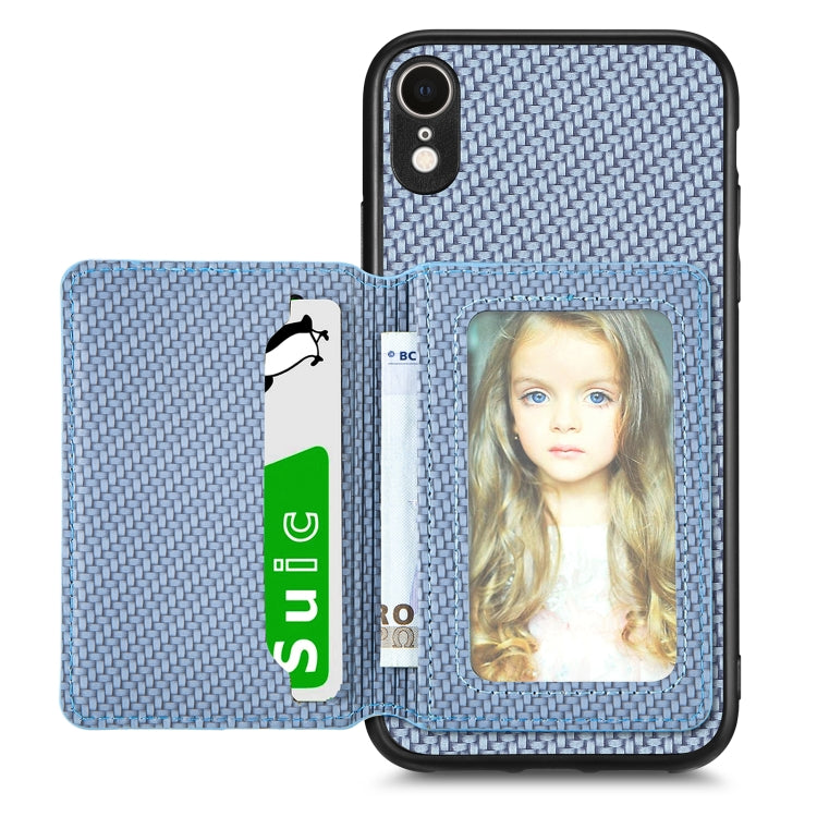 Carbon Fiber Magnetic Card Bag Phone Case, For iPhone XR, For iPhone XS Max, For iPhone SE 2022 / 2020 / 7 / 8, For iPhone 7 Plus / 8 Plus