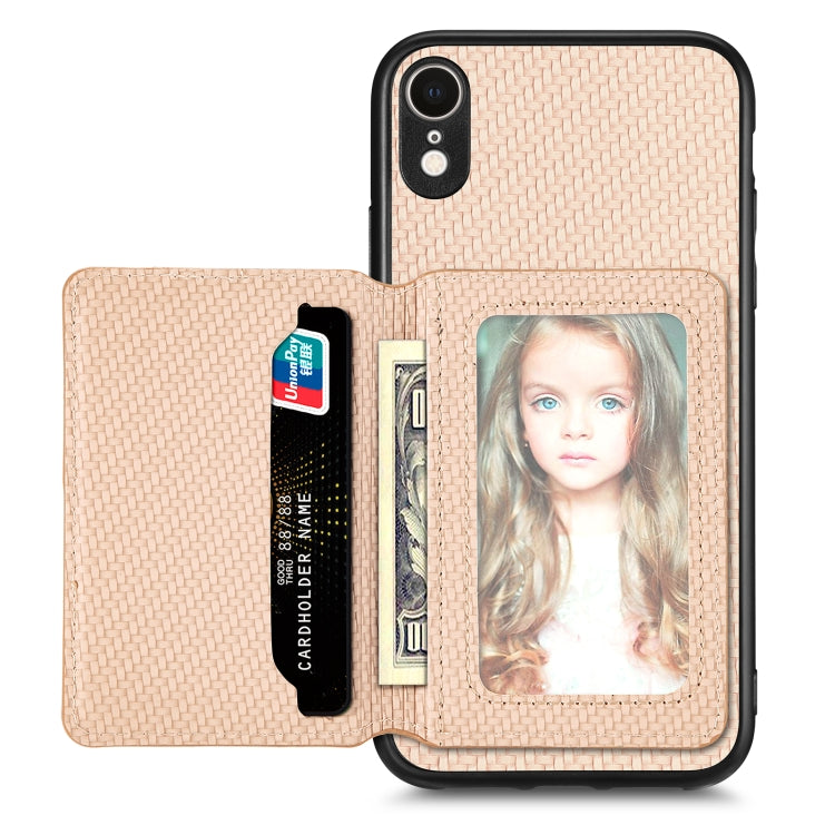 Carbon Fiber Magnetic Card Bag Phone Case, For iPhone XR, For iPhone XS Max, For iPhone SE 2022 / 2020 / 7 / 8, For iPhone 7 Plus / 8 Plus