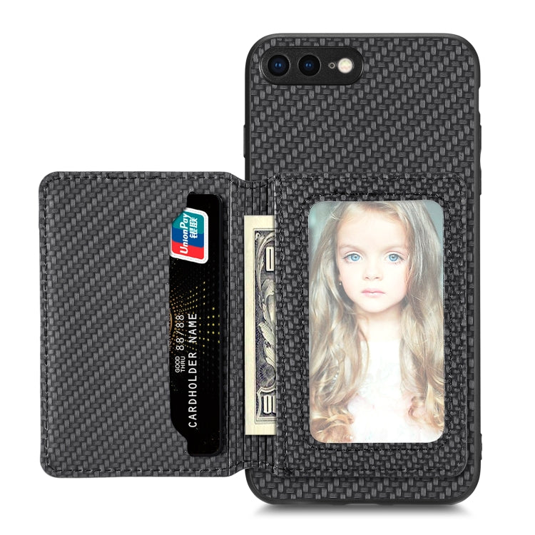 Carbon Fiber Magnetic Card Bag Phone Case, For iPhone XR, For iPhone XS Max, For iPhone SE 2022 / 2020 / 7 / 8, For iPhone 7 Plus / 8 Plus