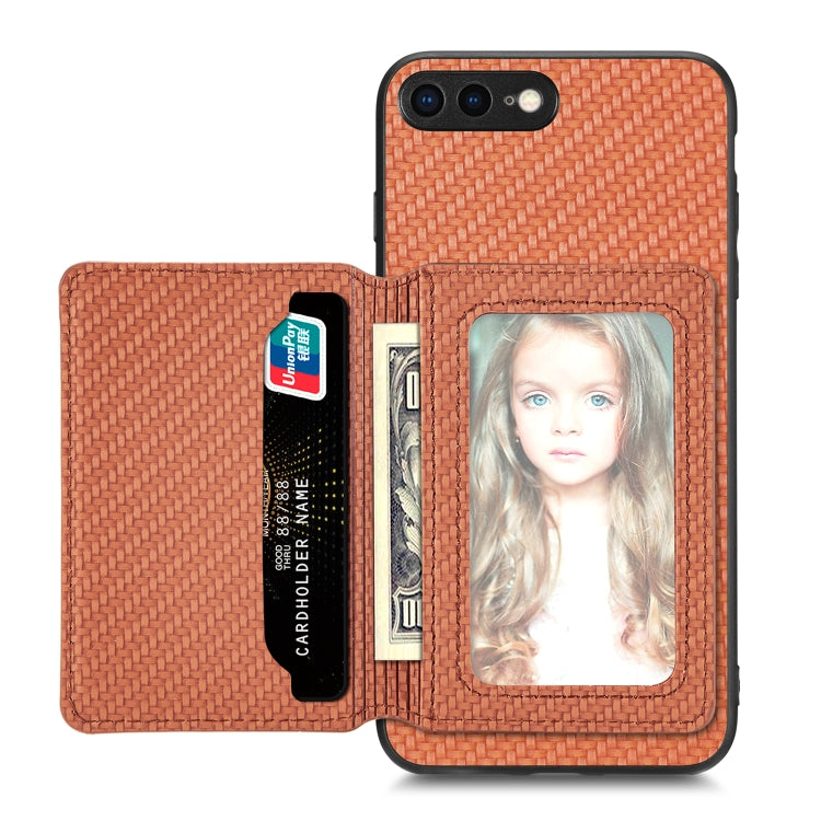 Carbon Fiber Magnetic Card Bag Phone Case, For iPhone XR, For iPhone XS Max, For iPhone SE 2022 / 2020 / 7 / 8, For iPhone 7 Plus / 8 Plus