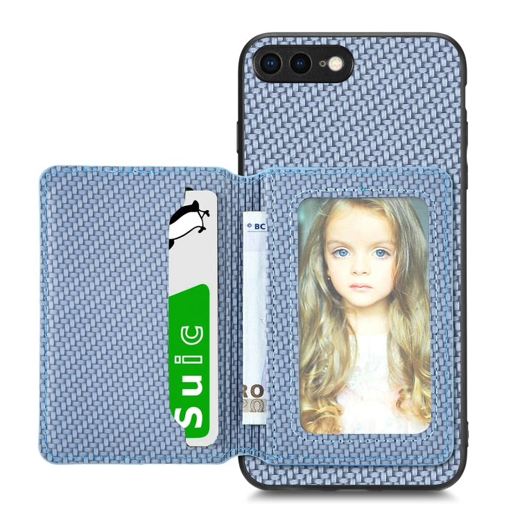Carbon Fiber Magnetic Card Bag Phone Case, For iPhone XR, For iPhone XS Max, For iPhone SE 2022 / 2020 / 7 / 8, For iPhone 7 Plus / 8 Plus