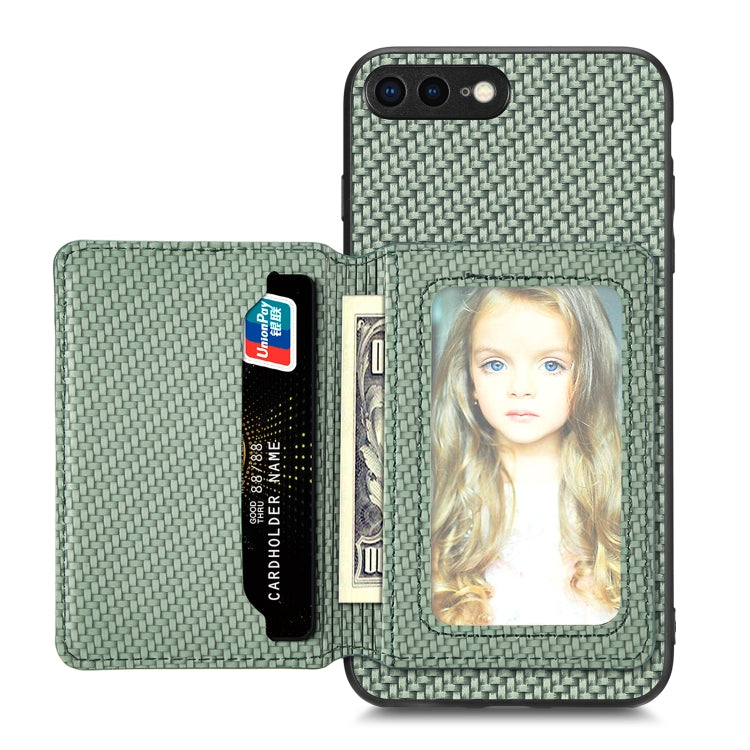 Carbon Fiber Magnetic Card Bag Phone Case, For iPhone XR, For iPhone XS Max, For iPhone SE 2022 / 2020 / 7 / 8, For iPhone 7 Plus / 8 Plus