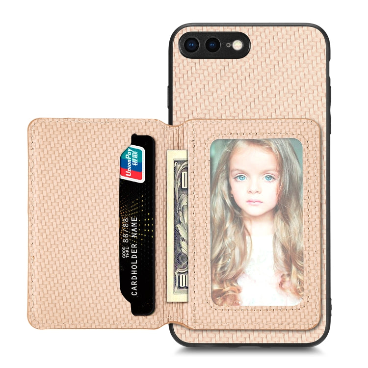 Carbon Fiber Magnetic Card Bag Phone Case, For iPhone XR, For iPhone XS Max, For iPhone SE 2022 / 2020 / 7 / 8, For iPhone 7 Plus / 8 Plus