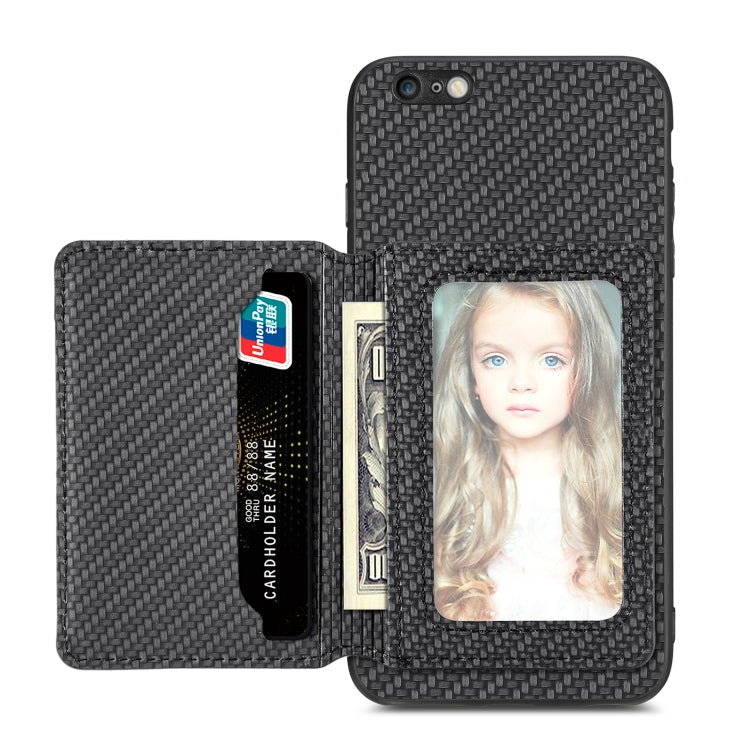 Carbon Fiber Magnetic Card Bag Phone Case, For iPhone 6 / 6s, For iPhone 6 Plus / 6s Plus