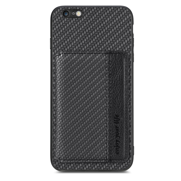 Carbon Fiber Magnetic Card Bag Phone Case, For iPhone 6 / 6s, For iPhone 6 Plus / 6s Plus