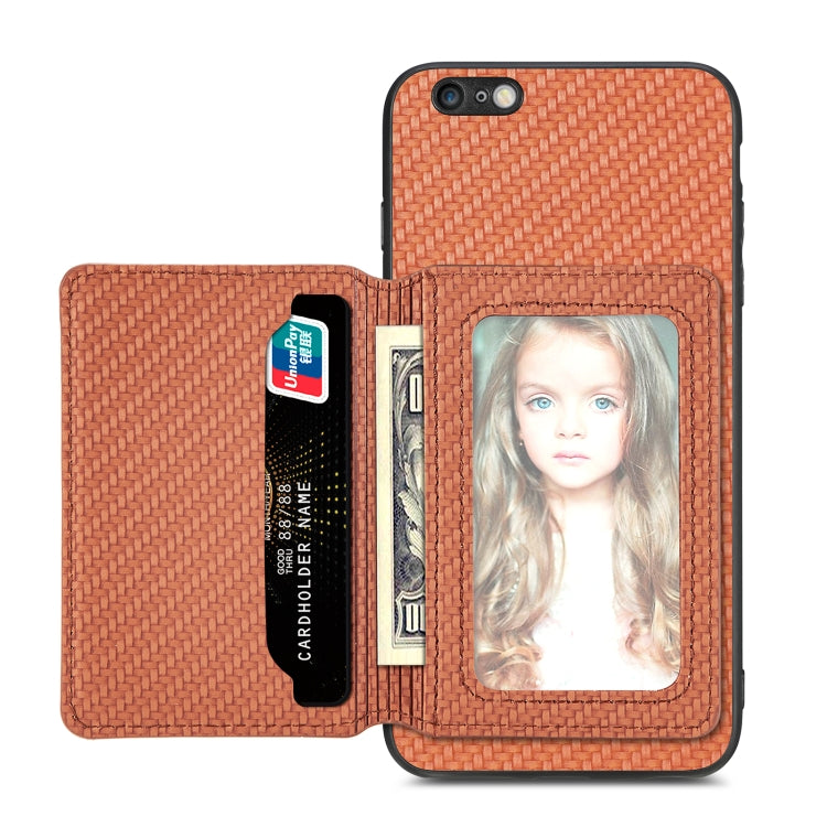 Carbon Fiber Magnetic Card Bag Phone Case, For iPhone 6 / 6s, For iPhone 6 Plus / 6s Plus