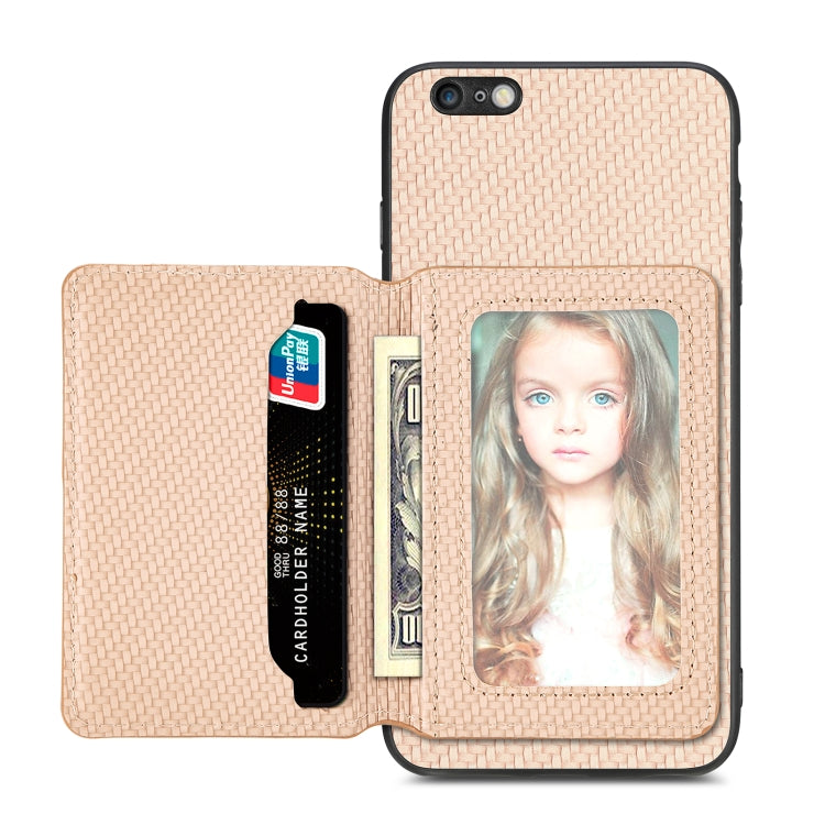 Carbon Fiber Magnetic Card Bag Phone Case, For iPhone 6 / 6s, For iPhone 6 Plus / 6s Plus