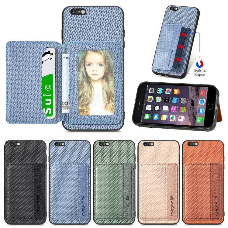 Carbon Fiber Magnetic Card Bag Phone Case, For iPhone 6 / 6s, For iPhone 6 Plus / 6s Plus