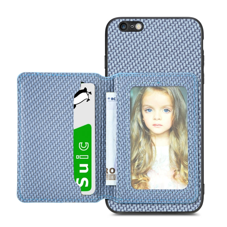 Carbon Fiber Magnetic Card Bag Phone Case, For iPhone 6 / 6s, For iPhone 6 Plus / 6s Plus