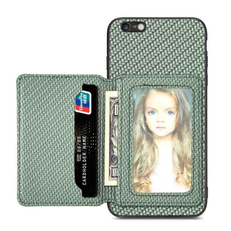 Carbon Fiber Magnetic Card Bag Phone Case, For iPhone 6 / 6s, For iPhone 6 Plus / 6s Plus