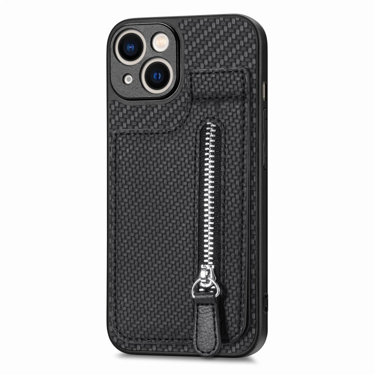 Carbon Fiber Vertical Flip Zipper Phone Case, For iPhone 14, For iPhone 14 Plus, For iPhone 14 Pro, For iPhone 14 Pro Max