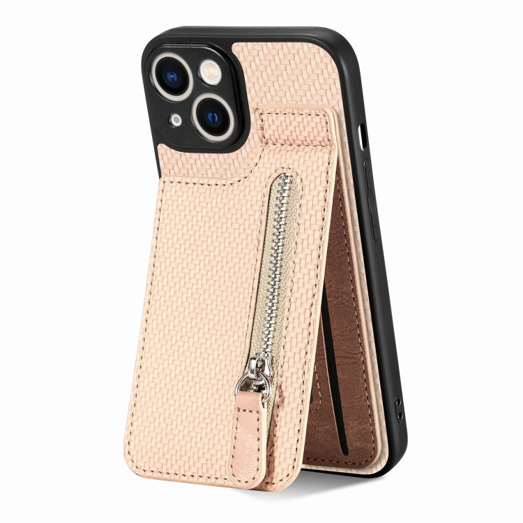 Carbon Fiber Vertical Flip Zipper Phone Case, For iPhone 14, For iPhone 14 Plus, For iPhone 14 Pro, For iPhone 14 Pro Max