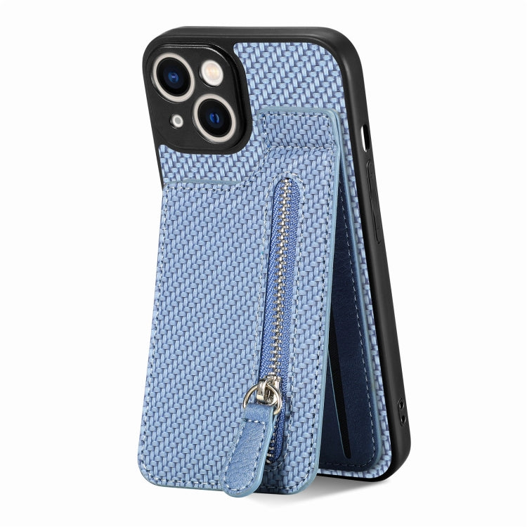 Carbon Fiber Vertical Flip Zipper Phone Case, For iPhone 14, For iPhone 14 Plus, For iPhone 14 Pro, For iPhone 14 Pro Max